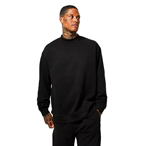 Casaco Moletom Gola Alta Oversized Estilo Urbano Preto
