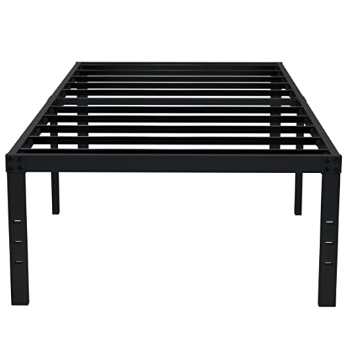 EMODA 18 Inch Twin XL Bed Frames No Box Spring Needed, Heavy Duty XL Twin Metal Platform Bed Frame with Tall Storage Space, Noise Free, Easy Assembly, Black by EMODA - Used condition - US$35.00