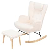 Photo Gallery jeerbly sedia a dondolo, teddy, imbottita, con sgabello e cuscino, per soggiorno, camera da letto, sedia a dondolo, 64 x 96 x 85 cm, portata 130 kg (stile f - beige) Photo Gallery jeerbly sedia a dondolo, teddy, imbottita, con sgabello e cuscino, per soggiorno, camera da letto, sedia a dondolo, 64 x 96 x 85 cm, portata 130 kg (stile f - beige)
