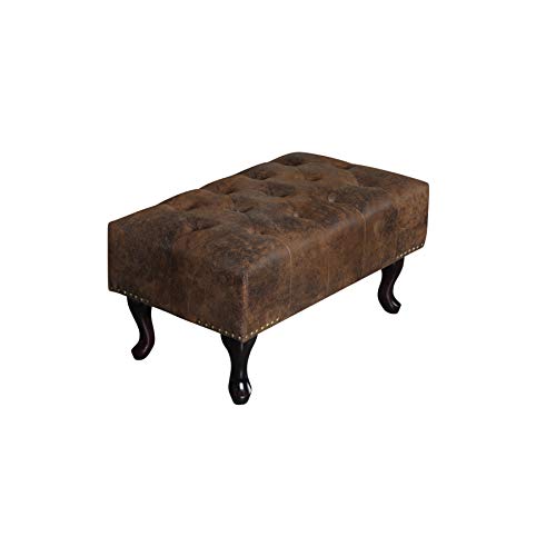 invicta INTERIOR Design Chesterfield Fußhocker im Antik Look Hocker Sitzhocker Wohnzimmer Polsterhocker