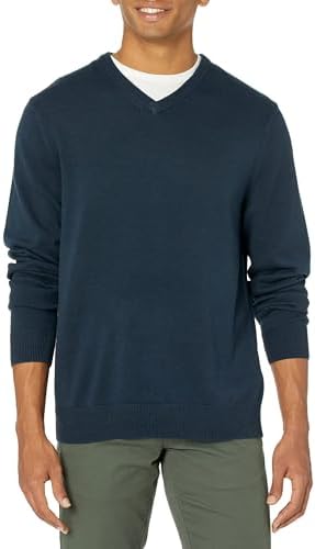 Amazon Essentials Herren V-Ausschnitt Pullover aus Baumwolle, Normale Passform