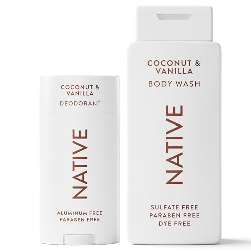 Image of Native Aluminum Free Deodorant & Body Wash Bundle Contains Naturally Derived Ingredients, For Women & Men, Coconut & Vanilla Scent, 2.65 oz & 18 oz (Pack of 2)