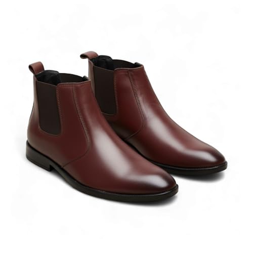 Image of HAYES LONDON Chelsea Boots For Man | Genuine Leather High-Top Slip-On Shoes | Comfortable Formal Shoes for Men | Stylish Office, Party & Casual Wear Fashion Boots