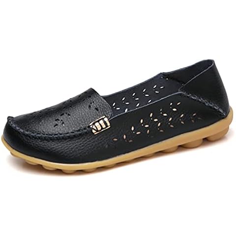 JeathFea Zapatos De MocasíN De Cabeza Redonda Informales para Mujer Cover