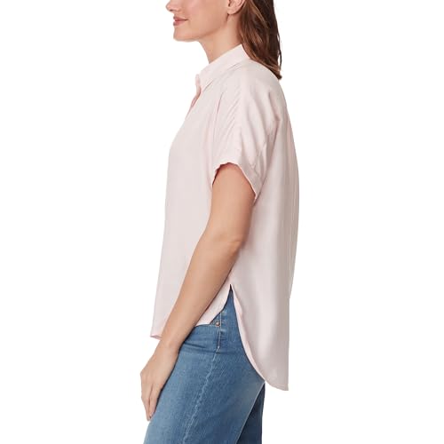 Image of Gloria Vanderbilt Women's Daisy Short Sleeve High-Low Button Down Shirt Standard