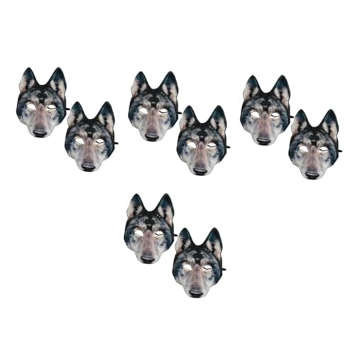 Masque de loup Halloween Eva demi-visage en mousse souple et réaliste - 8 pièces