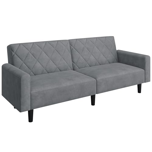 Yaheetech Canapé-lit Housse Convertible avec Dossier Réglable Fonction de Couchage Divan Confortable Canapé d'angle 2 Places en Velours Sofa Moderne pour...