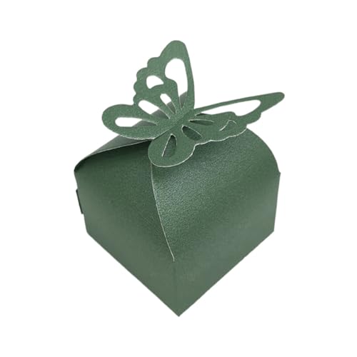GIVBRO Lot de 50 boîtes à dragées en papier pour mariage, fête prénatale, anniversaire, fiançailles, fête - Vert