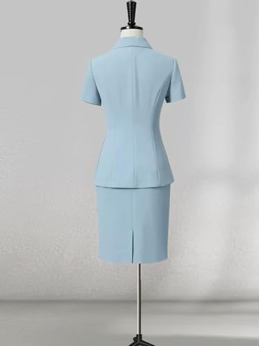 Women's Skirt Suit 2 Piece Short Sleeve Formal Business Lady Suit Set3
