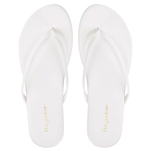 Image of mazeskin Women's Memory Foam Comfortable Flat Thong Sandals Dressy Summer Beach Leather Slide Flip Flops