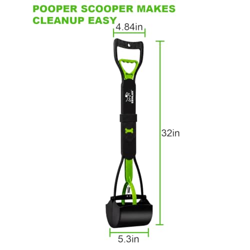 SZHLUX 32" Pooper Scooper, Foldable Dog Pooper Scooper with Unbreakable Material and Durable Spring for Grass and Gravel, Green by SZHLUX - Used condition - Image 5