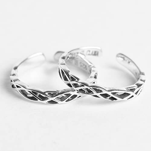 Image of Clara 925 Sterling Silver Size Adjustable Toe Rings Pair Gift for Women