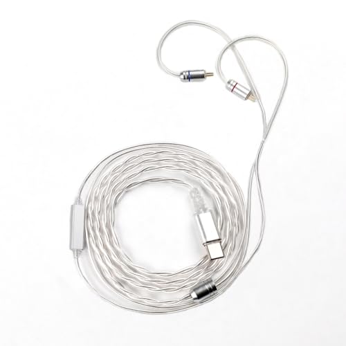 Image of Tangzu Wan'er SG 2 Replacement Cable for In Ear Monitor with Microphone, 0.78mm 2Pin Connection, Type C Termination Plug, Single Button Media Control, Premium Braided Structure (Silver Type C)