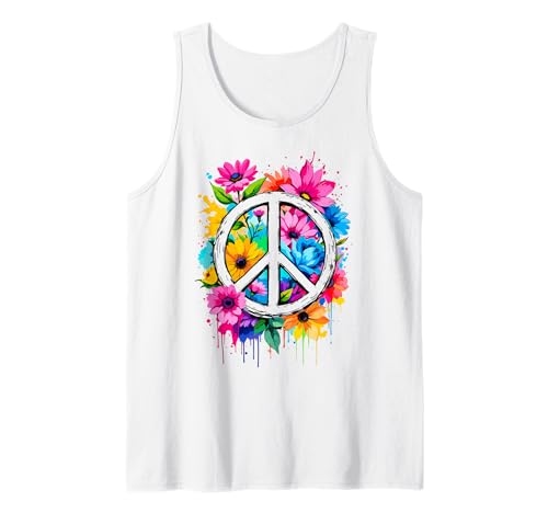 Love Peace Flower Power, signe de paix, années 70 et 60, femme hippie Débardeur