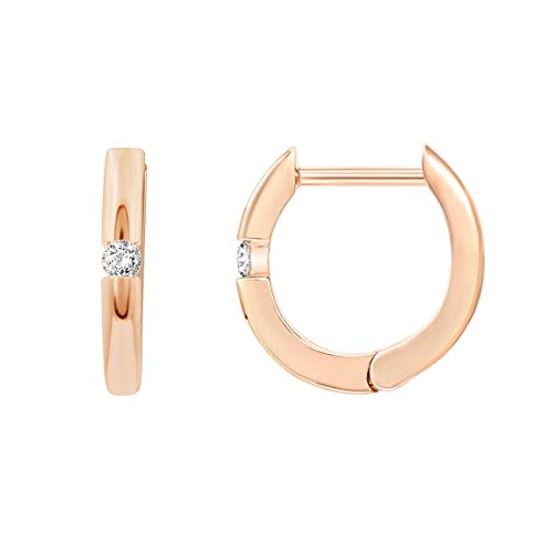 PAVOI 14K Gold Plated Sterling Silver Cubic Zirconia Huggie Hoop Earrings for Women in Rose Gold