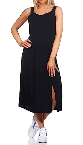 Vero Moda Damen Viskose Midi-Trägerkleid VMEasy Strap Calf mit Seitenschlitz 10286786 Black M