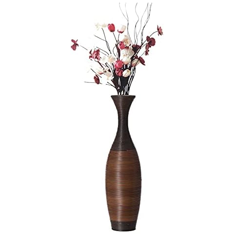 Uniquewise Tall Designer Floor Vase, Large vase for Home Decor Floor, Artificial Rattan Floor Vase, Brown Floor Vase for Living Room or Hallway, 41 Inch Tall Vase, Large Cover