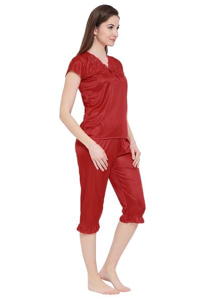 Image of Top & Capri Night Suit Set for Women