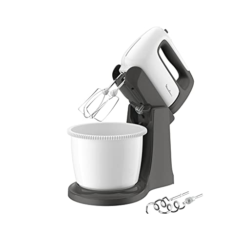Moulinex HM4641 Prep'Mix+ Batteur électrique 500 W avec fouets et crochets pétrisseurs en acier inoxydable, récipient autorotant de 2,5 L, 5 vitesses et réglage Turbo – Image 5