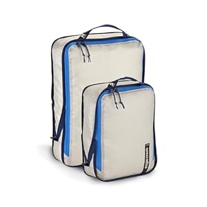 Eagle Creek Pack-It Isolate Compression Packing Cubes for Travel Set S/M – 2 Lightweight, Water-Resistant Suitcase Organizer Bags with Compression Zip, Az Blue/Grey