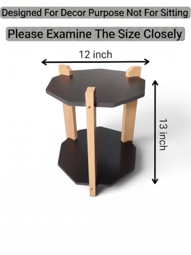 Image of Modern Octagon Side Table, Home Decor for Living Room, Bed Side Tables for Bed Room, stools for Home, Furniture for Home, 2-Tier Beige Shelves