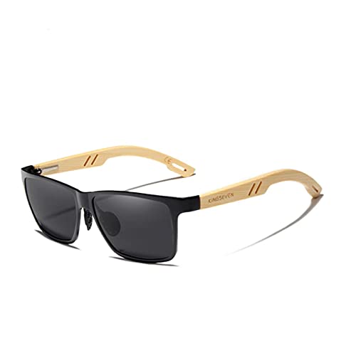 RHNTGD Kingseven Mode Polarisierte Aluminium Bambus Natürliche Holz Handgemachte Sonnenbrille Männer UV400 Eyewear Frauen Sonnenbrille Cover