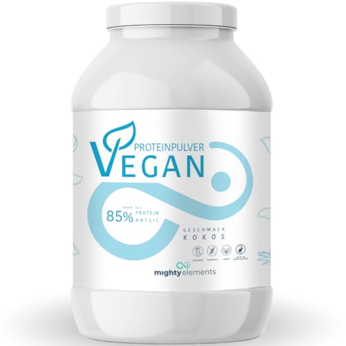 Mighty Elements VEGANES PROTEIN KOKOS 1kg - 85% pflanzliches Eiweiß, 5k-Proteinpulver, Eiweißpulver ohne Gluten, Laktose & Milcheiweiß, Eiweißshake, Muskelaufbau