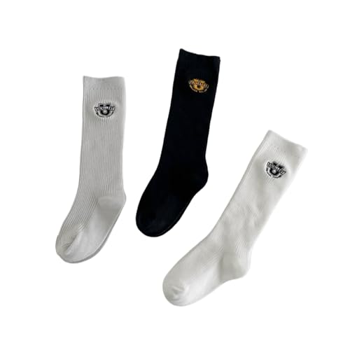 Toddler Girl Knee High Socks Seamless Breathable Long Socks School Uniform 3 Pairs