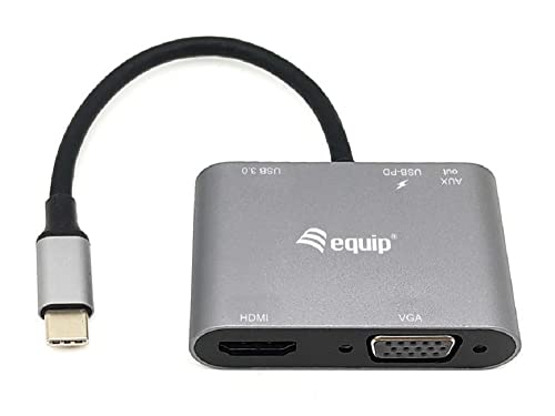 Adaptador USB-C 5 en 1 Equip 133483 con HDMI VGA y USB 3.0