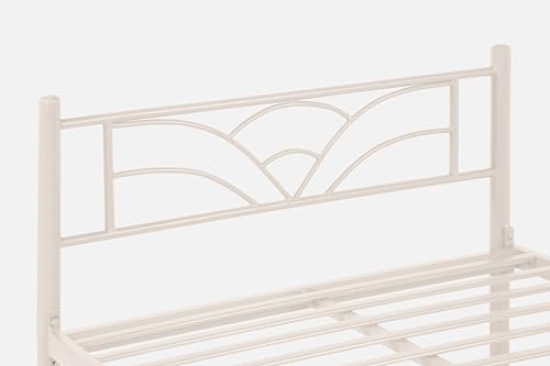 Image of Zyra Metal Single Size Bed Without Storage | Wrought Iron Single Bed with Headboard & Footboard| Sturdy Powder Coated Platform Cot for Bedroom, Living Room, (Zyra Ivory)