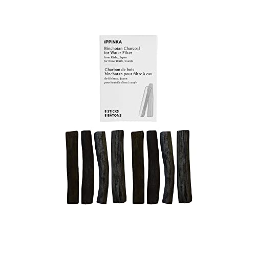 Binchotan Charcoal from Kishu, Japan - Water Purifying Sticks for Great-Tasting Water, 8 Sticks - Each Stick Filters Personal-Sized Water Bottle