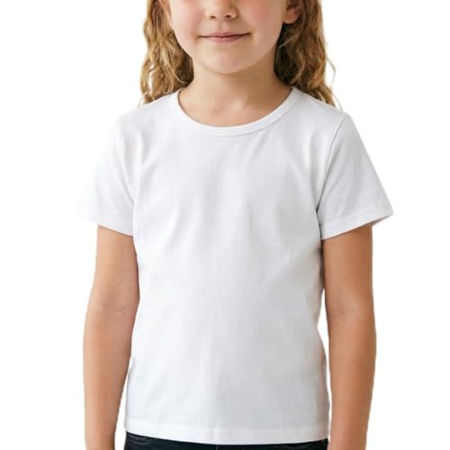 Image of Girls /Kids /Toddlers Crew Neck Cotton T-Shirts Short Sleeve Summer Basic Tops(Age 2-12Y)