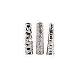 Deco 79 Ceramic Decorative Vase Slim Cone Shaped Centerpiece Vases with Varying Textures, set of 3 Flower Vases for Home Decoration 3' x 3' x 12', Silver