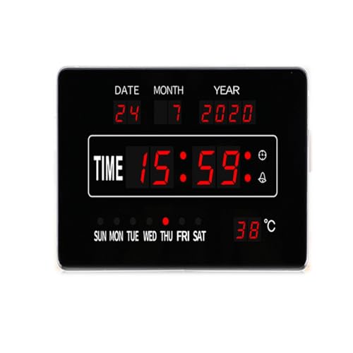 ZFG 9.8-inch Electronic Desk Calendar Clock Wall-Mounted Desktop Perpetual Calendar Electronic Clock Aluminum Alloy Frame Home Office Clear Display Large and Practical