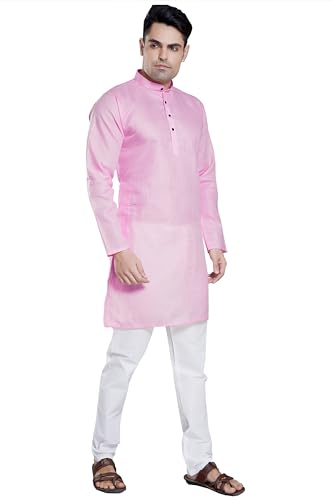 Image of DIVISIVE Men's Plain Cotton Blend Linen Slim Fit Kurta Pyjama Set