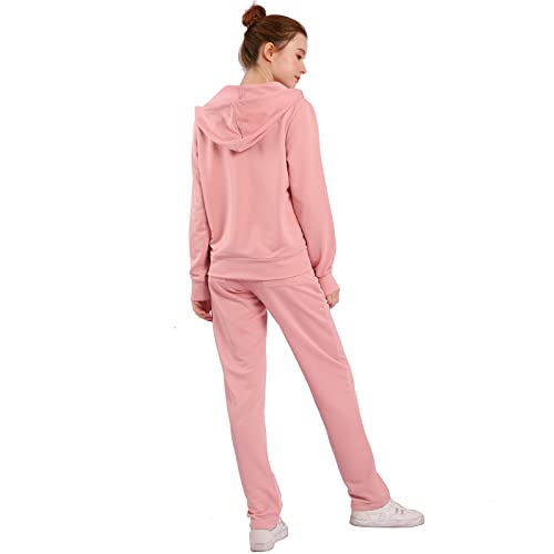 Image of Velour Tracksuit Womens 2 Pieces Joggers Outfits Jogging Sweatsuits Set Soft Sports Sweat Suits Pants