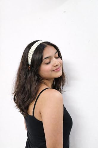 Image of SHRIVYAA Handmade Crochet Tie Hair Band for Women & Girls, Soft Cotton Hairband, Adjustable Tie Style, 15 CM Length, 2 CM Width (White)