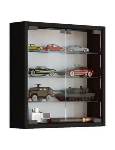 VCM 912944 Vitrine Sammelvitrine Wandvitrine Wand Schrank Regal Hängeregal Hängevitrine Holz Schwarz 40x40x10 cm Mandosa S Cover