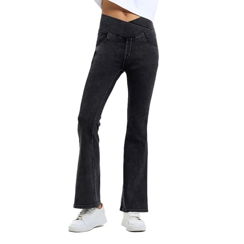 Lu's Chic Women's Yoga Jeans High Waisted Pants Denim Elastic Waist Hiking Workout Stretch Bootcut Denim Pant4