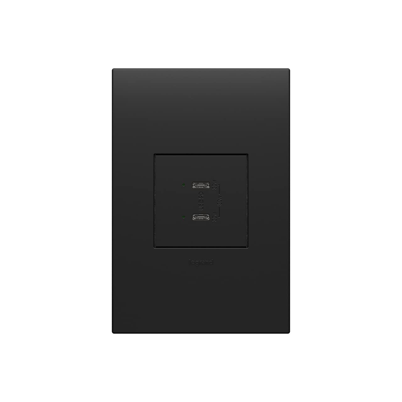 Legrand adorne Ultra-Fast Plus - Salida USB tipo C/C (con placa de pared a juego, grafito, 1)