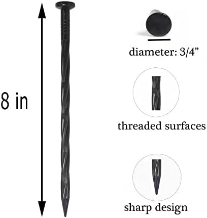 Landscape Edging Spikes, 8 inch Plastic Landscape Anchoring Spikes,Spiral Nylon Landscape Stake for Garden Lawn Yard, Edging, Weed Barrier, Artificial Turf (8in -25 Count)