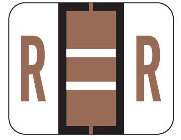Doctor Stuff - File Folder Labels, Alphabet Letter R, File Doctor - FDAV Series Compatible Alpha Stickers, Brown, 1" x 1-1/4", 500/Roll