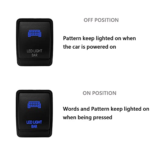 Image of Blue Led Light Bar Push Button Switch with Wiring Connector for Nissan X-Trail Qashqai Navara NP300 Pathfinder (30 mm x 23 mm)