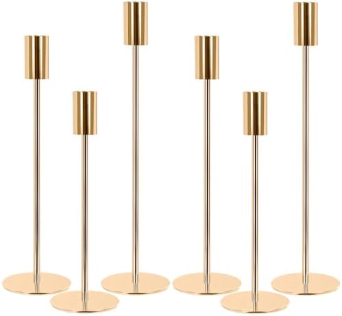 6Pcs Candelabro Dorado, 32/27/21.7cm para de 2.2 cm de Retro Cand...