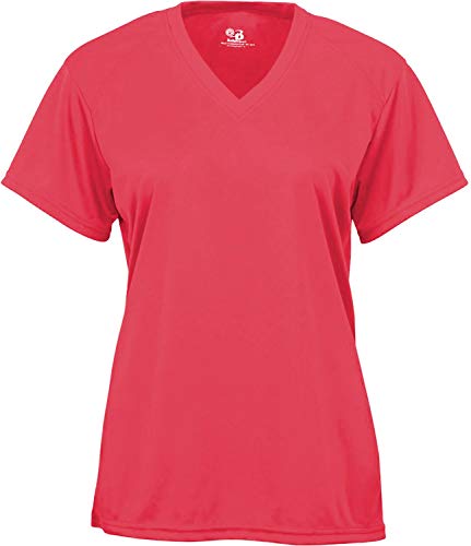 Badger Sports B-Core Ladies' V-Neck Tee Hot Coral Medium