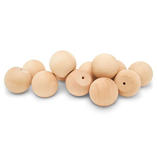 Wood Knobs, 2 Inch Round Natural Wood Drawer Pulls, Pack of 50 Unfinished Wooden Drawer Knobs, Ball Shaped Wood Cabinet Knobs, Nursery Dresser Knobs, Wood Door Knobs and Crafts
