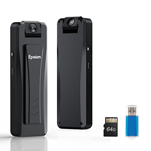 EP1 64GB Mini Body Camera with Audio, 180° Rotatable Camera Lens, 1080P Hidden Cameras, Small Body Cams Supports 8-9 Hours Recording, 120° Wide Angle Body Worn Camera for Riding, Meeting, Hiking