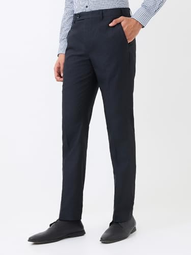Image of Park Avenue Men Straight Neo Fit Poly Viscose Blend Structure Pattern Flat Front Formal Trouser