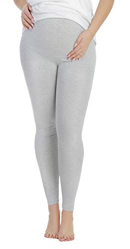 BeLady Legging de Maternité Femme en Coton Longs Jambières Pantalon Opaque Noir Marron Bleu marine Graphite Blanc (Gris, 5XL) Cover