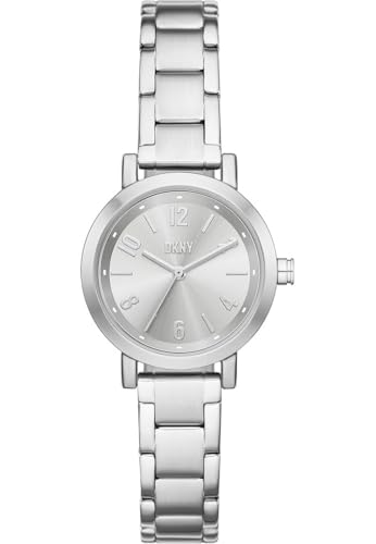DKNY Damen Analog Quarz Uhr mit Edelstahl Armband NY6695, Silber